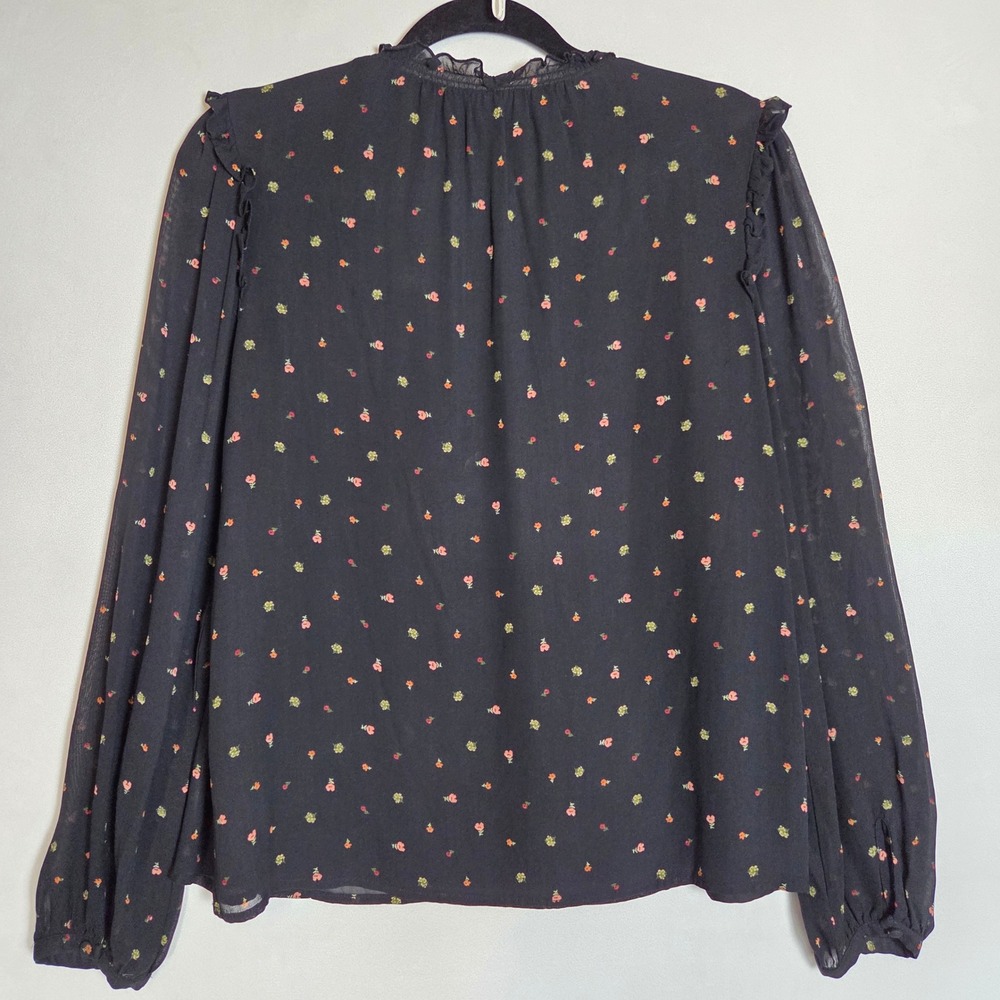 Sanctuary Blouse Women Small Black Floral Cottagecore Ruffle Empire Top - Picture 8 of 8